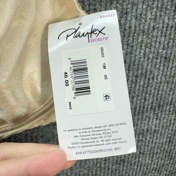 Playtex Secrets Bra 42C Lifts & Supports Underwire Unlined Full Coverage Beige - Picture 6 of 8